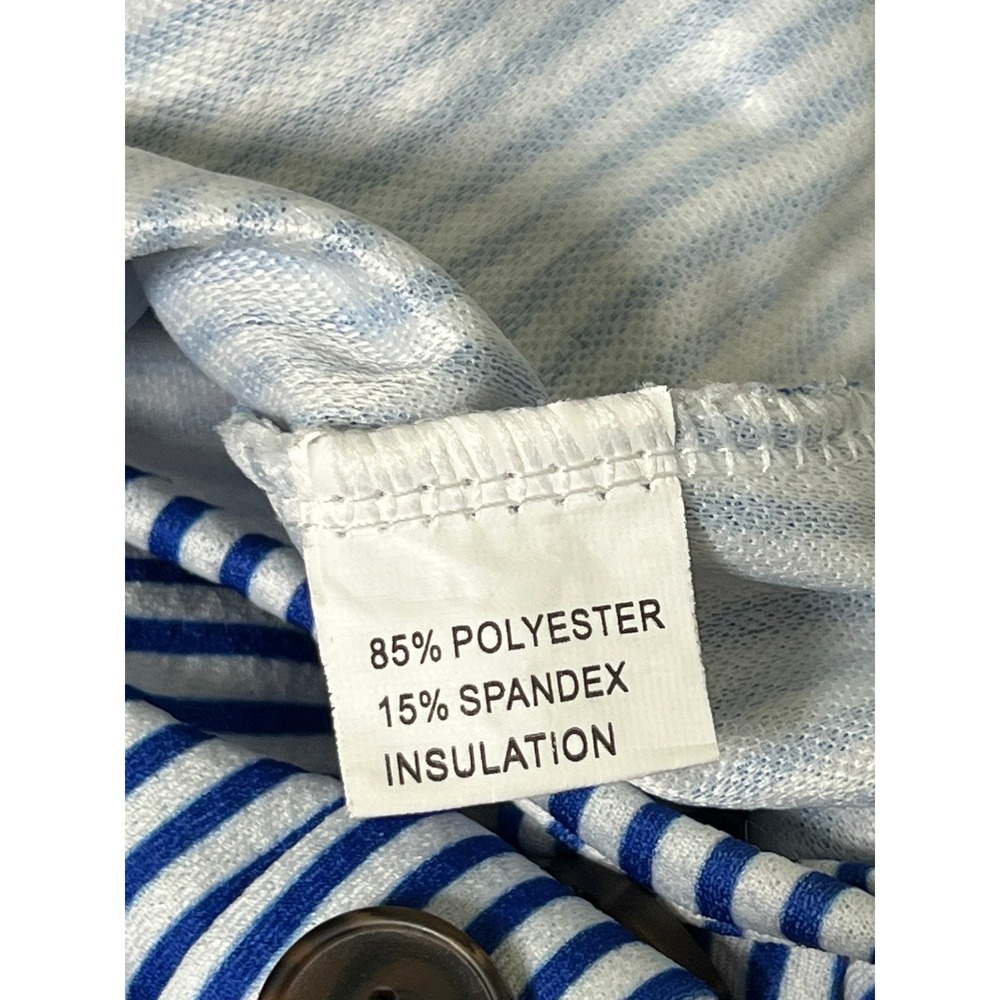 Womens Blue White Striped Button Front Midi Sundress Pockets Smocked Back XL - Picture 8 of 10